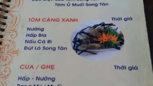 menu hồ câu song tân quán 1