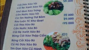 menu hồ câu song tân quán